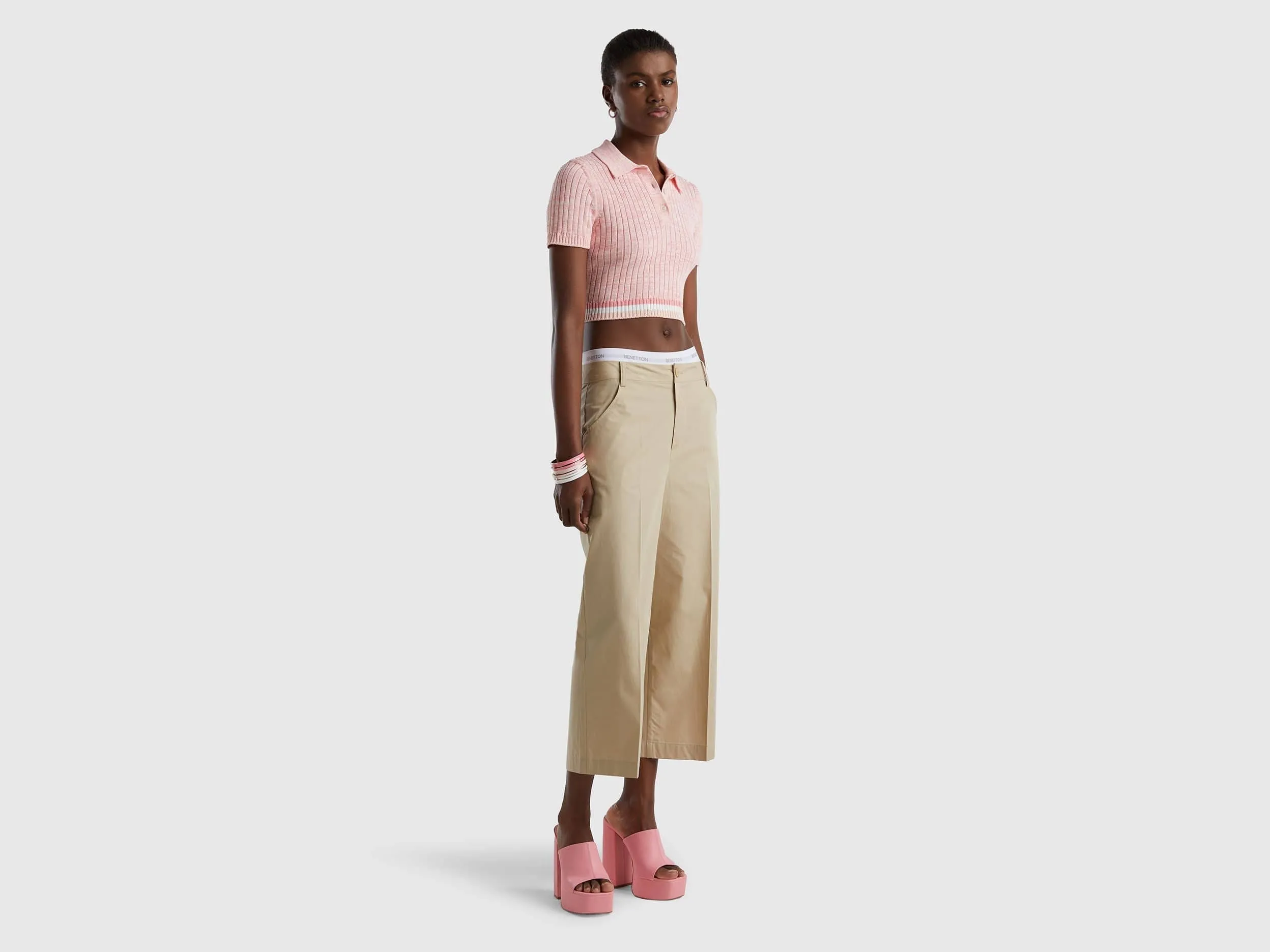 100% cotton cropped trousers