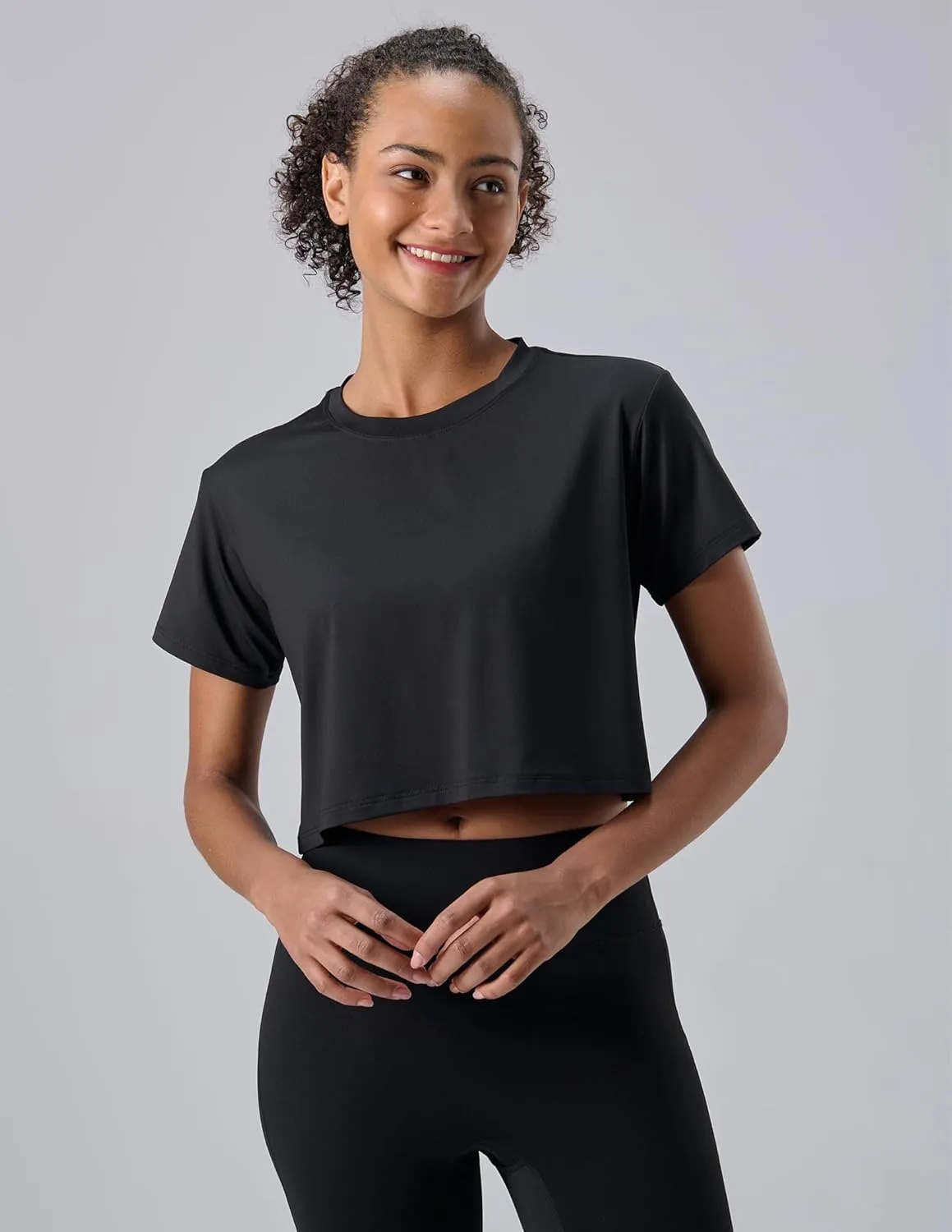 5 Pack: Women's Workout Crop Tops, Athletic Short Sleeve Gym Shirts Crew Neck Tees