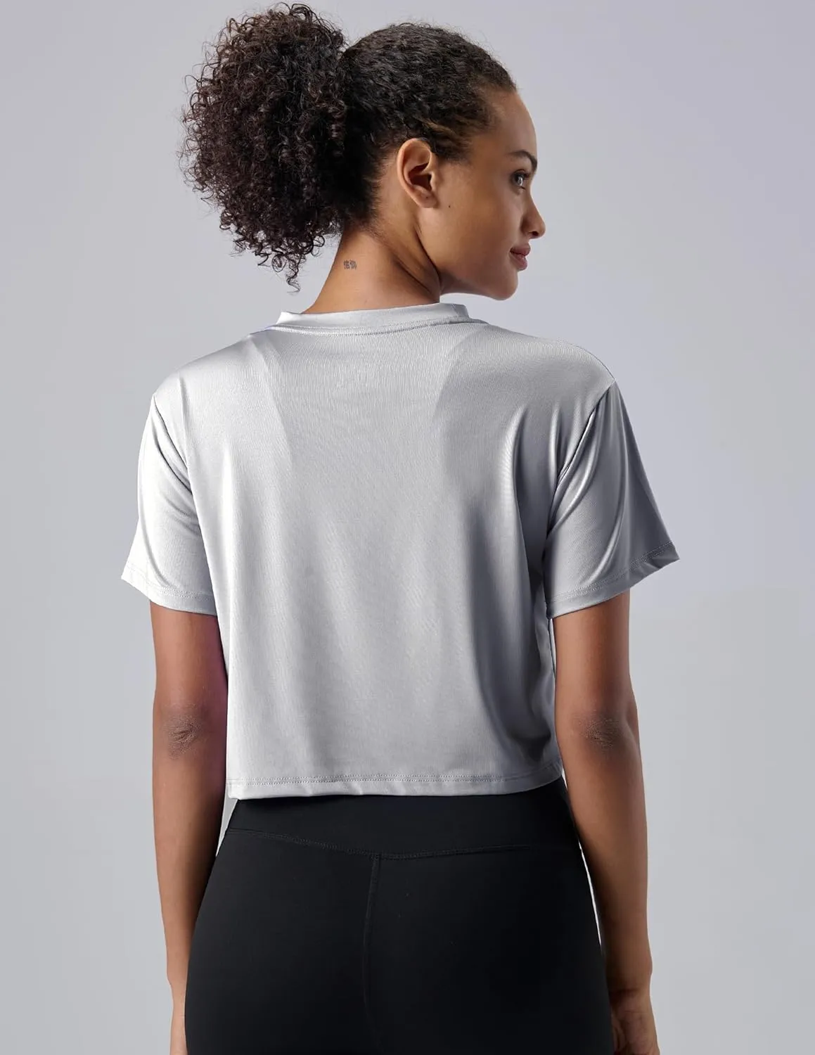 5 Pack: Women's Workout Crop Tops, Athletic Short Sleeve Gym Shirts Crew Neck Tees