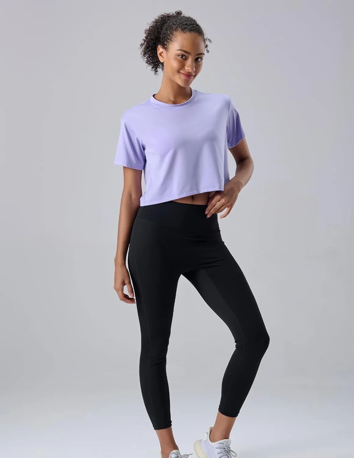 5 Pack: Women's Workout Crop Tops, Athletic Short Sleeve Gym Shirts Crew Neck Tees