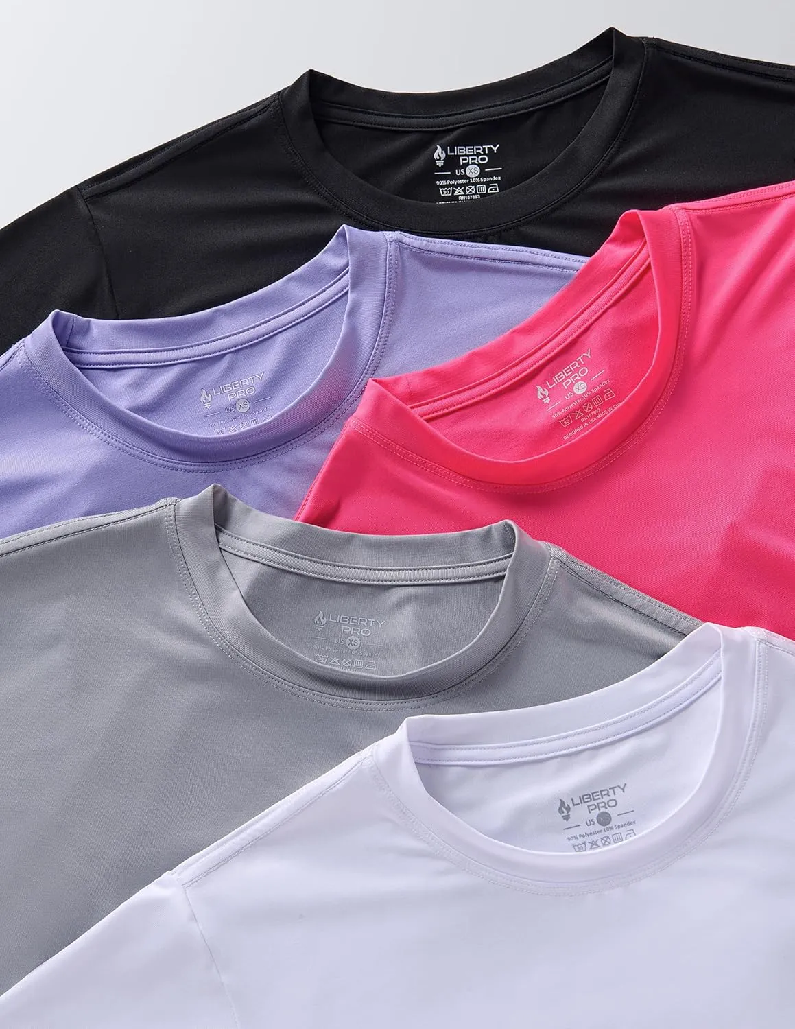 5 Pack: Women's Workout Crop Tops, Athletic Short Sleeve Gym Shirts Crew Neck Tees