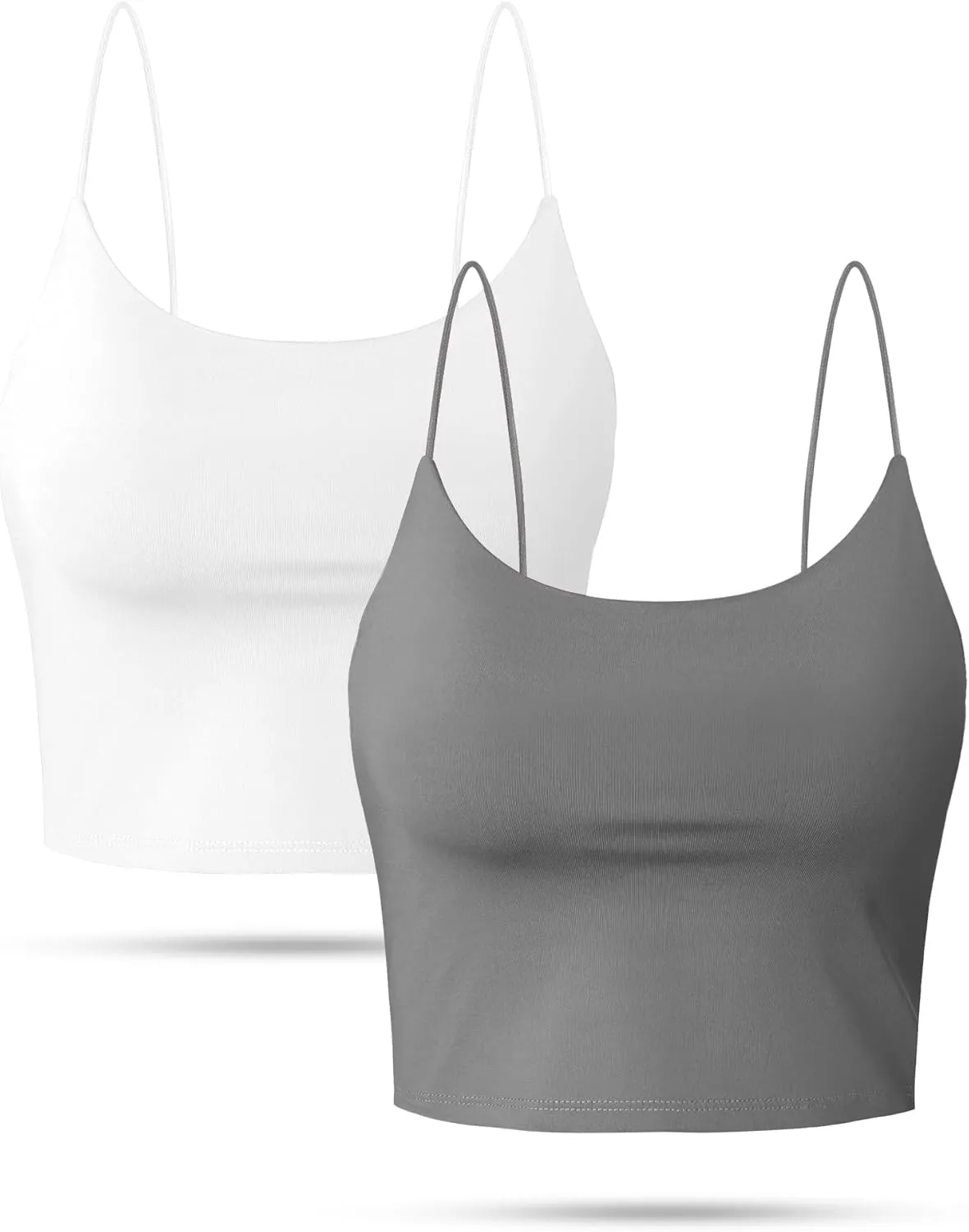 Buauty 2 & 4 Packs Crop Tank Top for Women, Basic Solid Cropped Double Layer Spaghetti Strap Short Sleeveless Camisole
