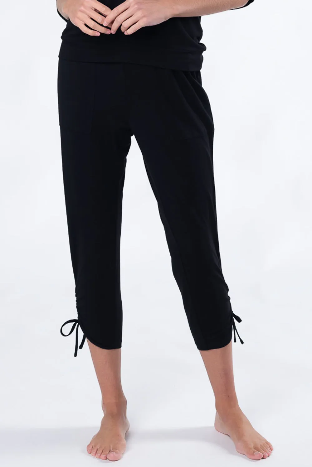 Colette Cropped Bamboo Pant - Black