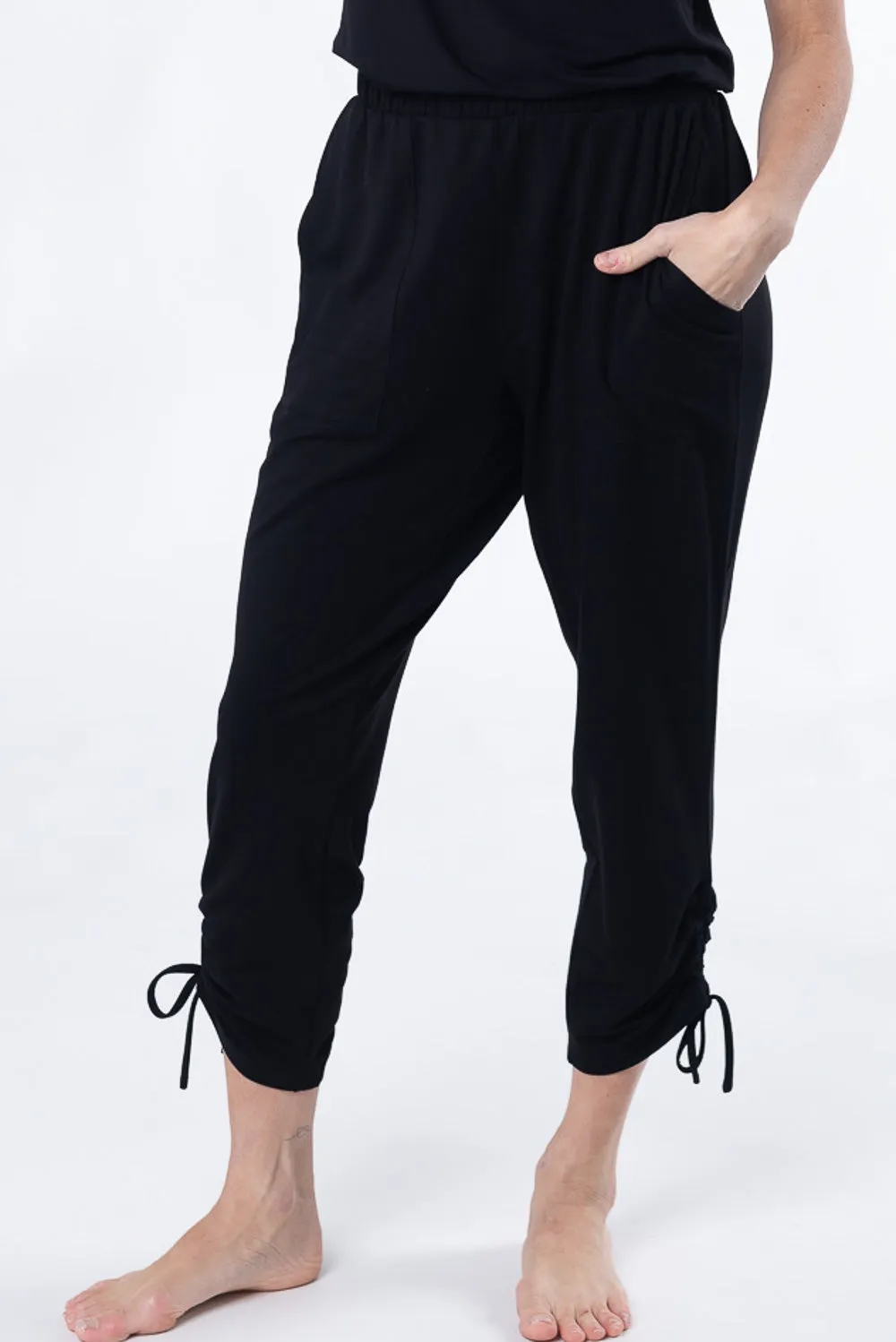 Colette Cropped Bamboo Pant - Black