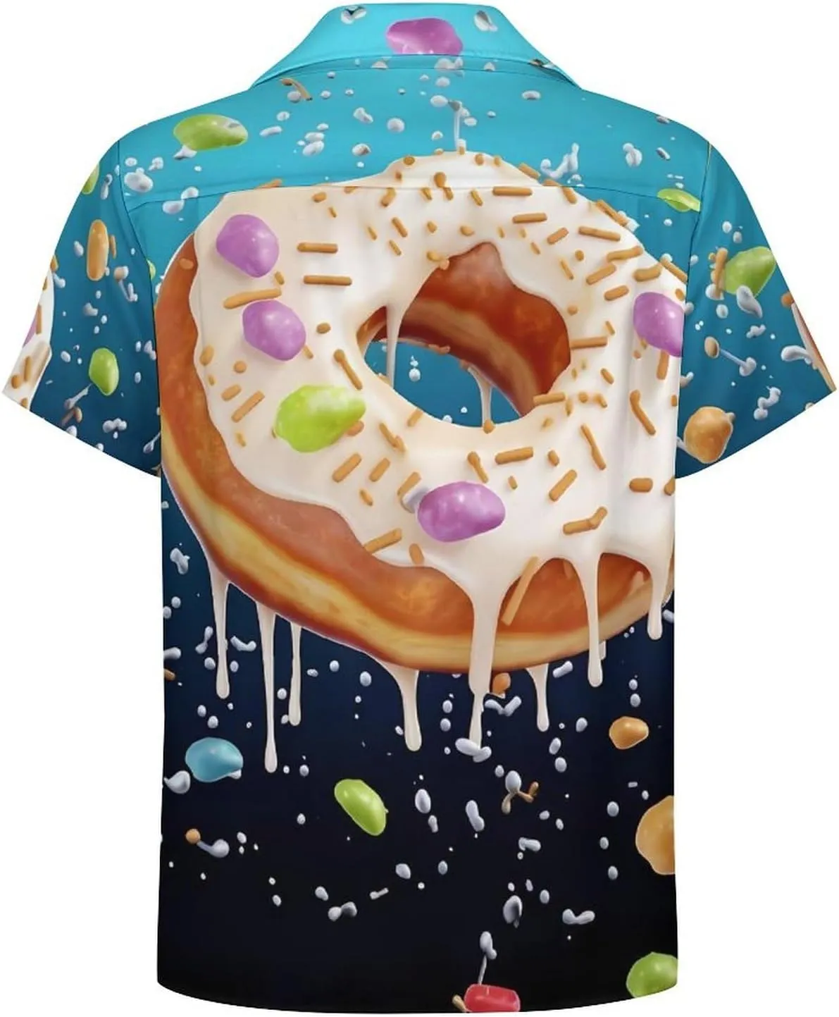 Donut Print Cuban Collar Shirt Classic Design for Comfort and Style