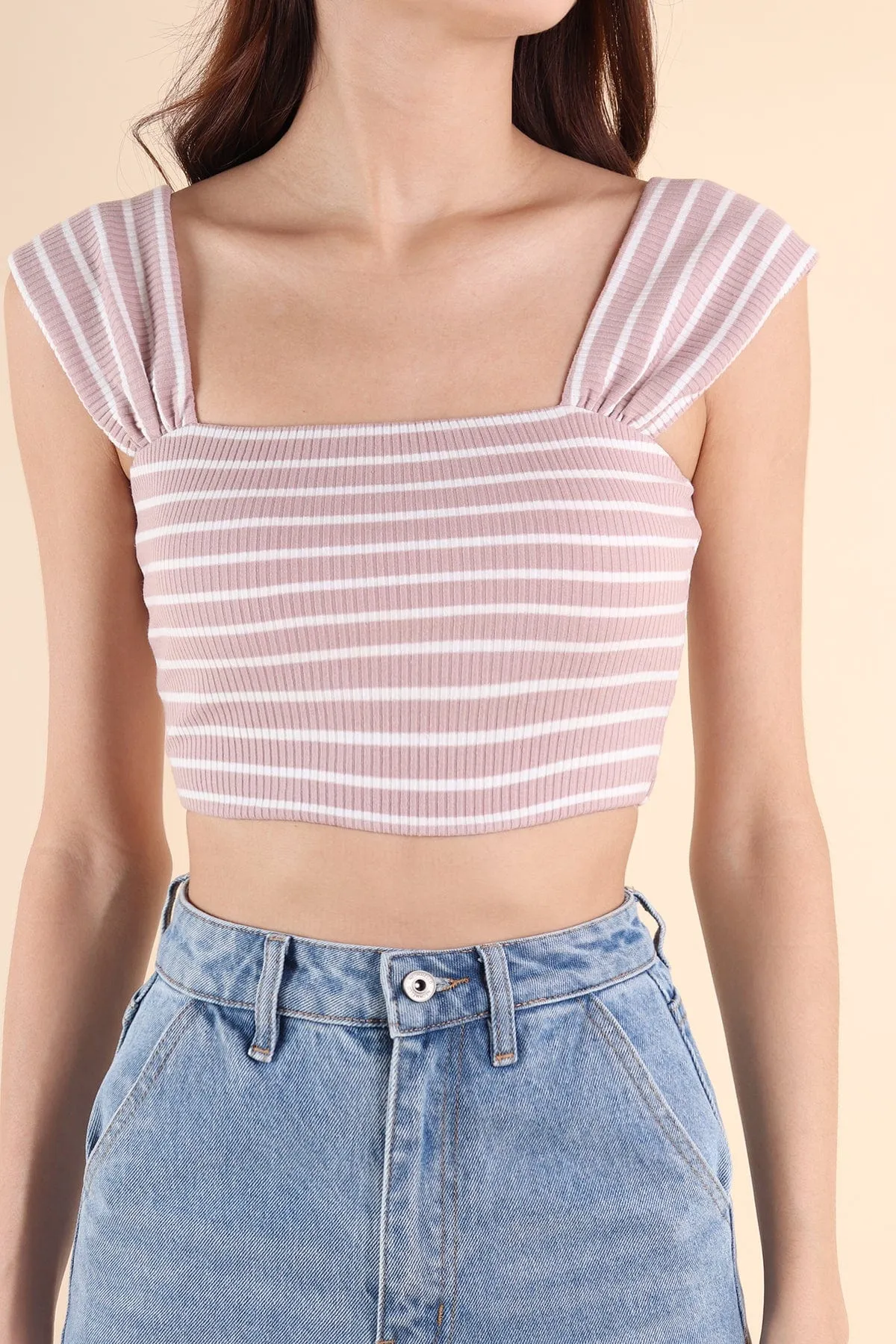 GABE STRIPES CROP TOP IN PINK