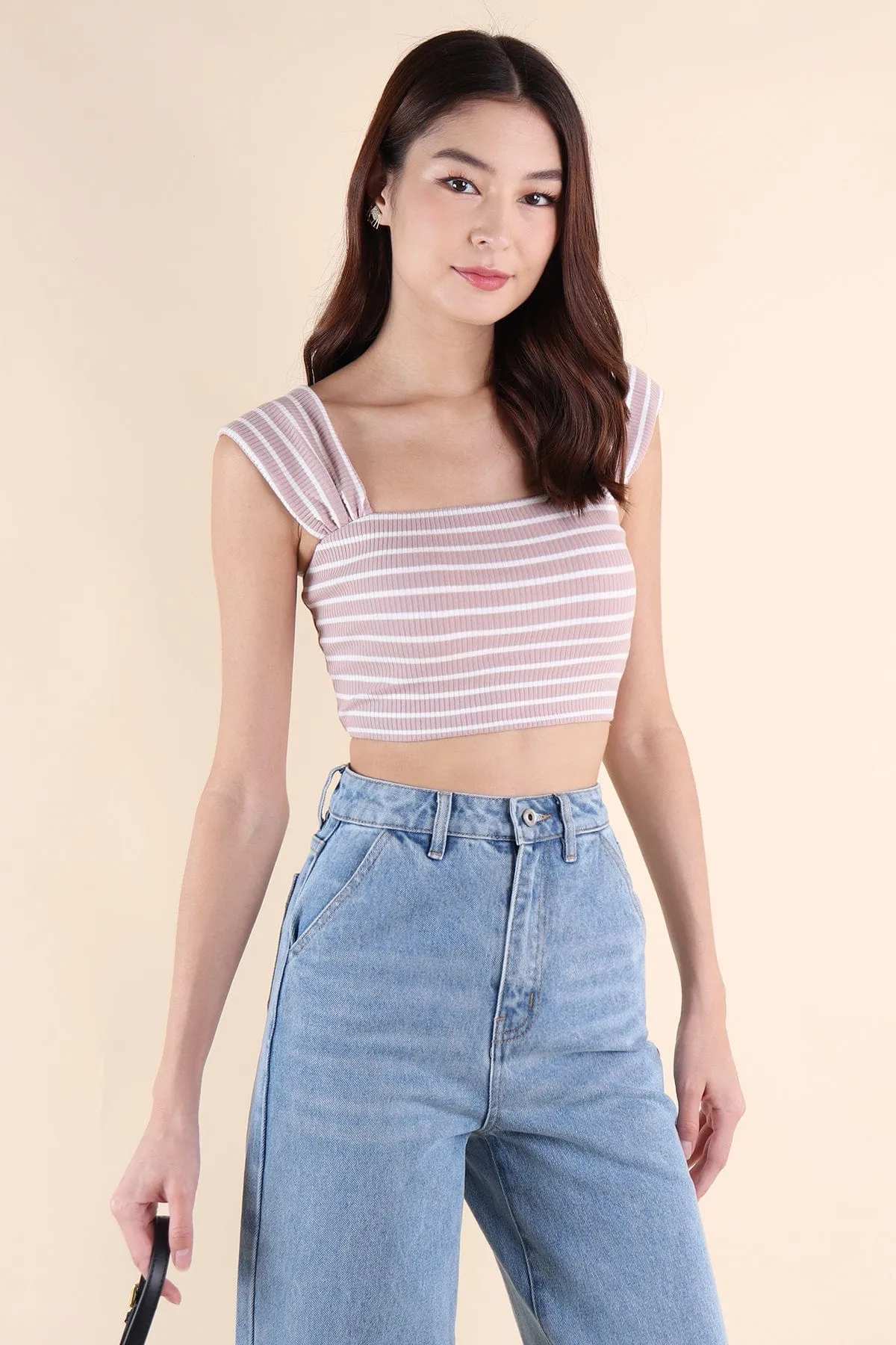 GABE STRIPES CROP TOP IN PINK
