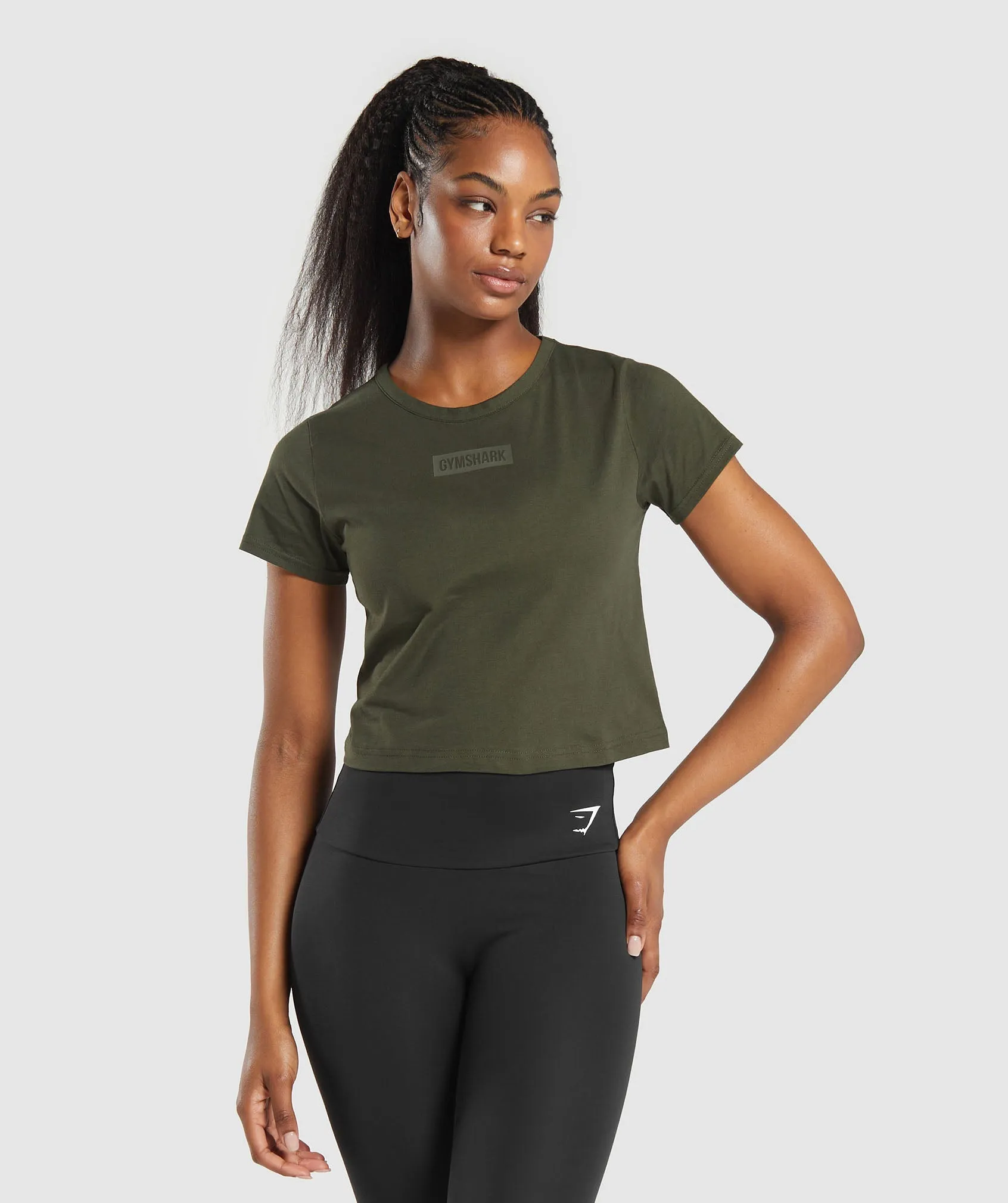Gymshark Block Crop Top - Winter Olive