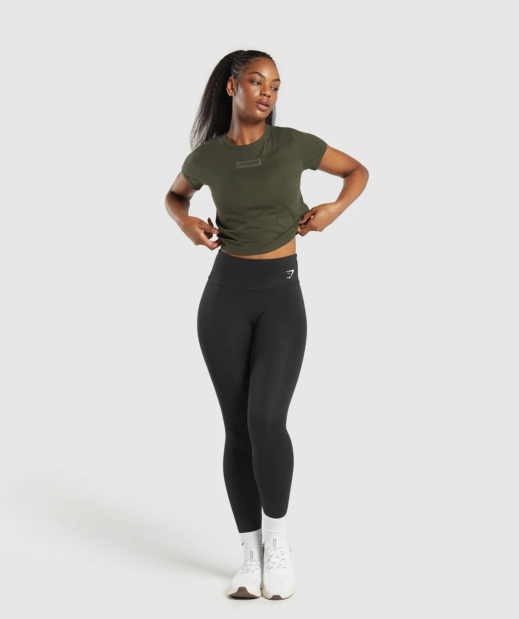 Gymshark Block Crop Top - Winter Olive