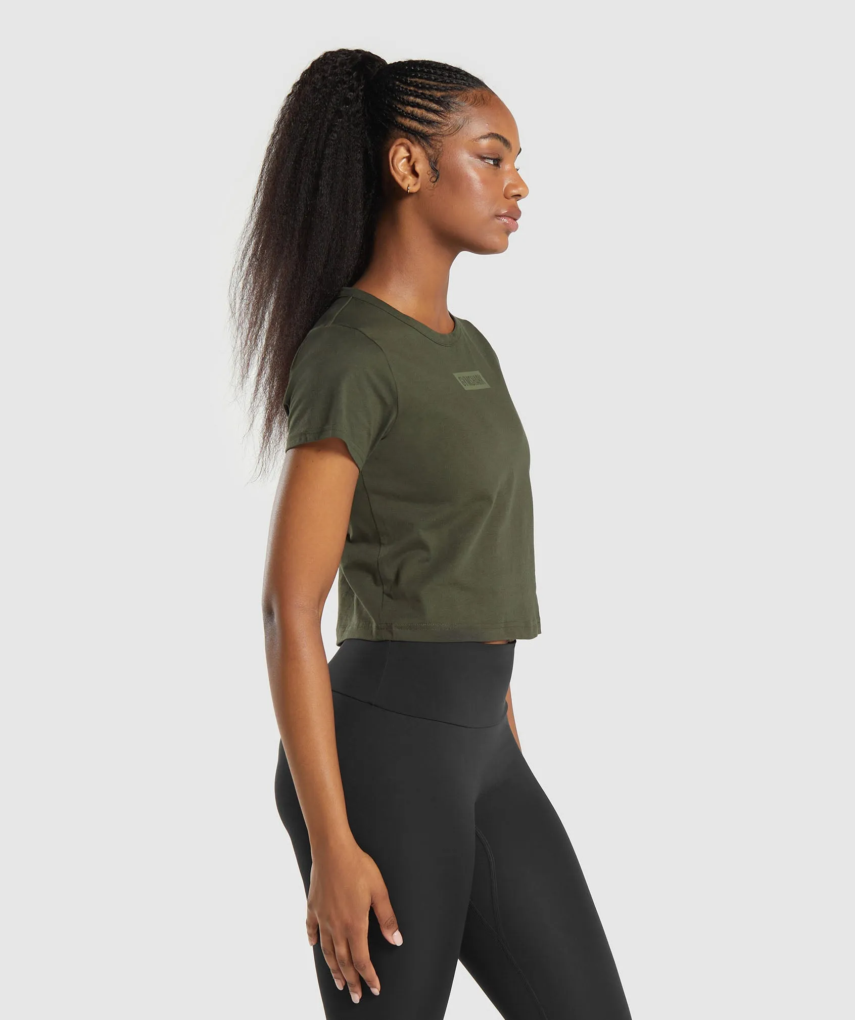 Gymshark Block Crop Top - Winter Olive