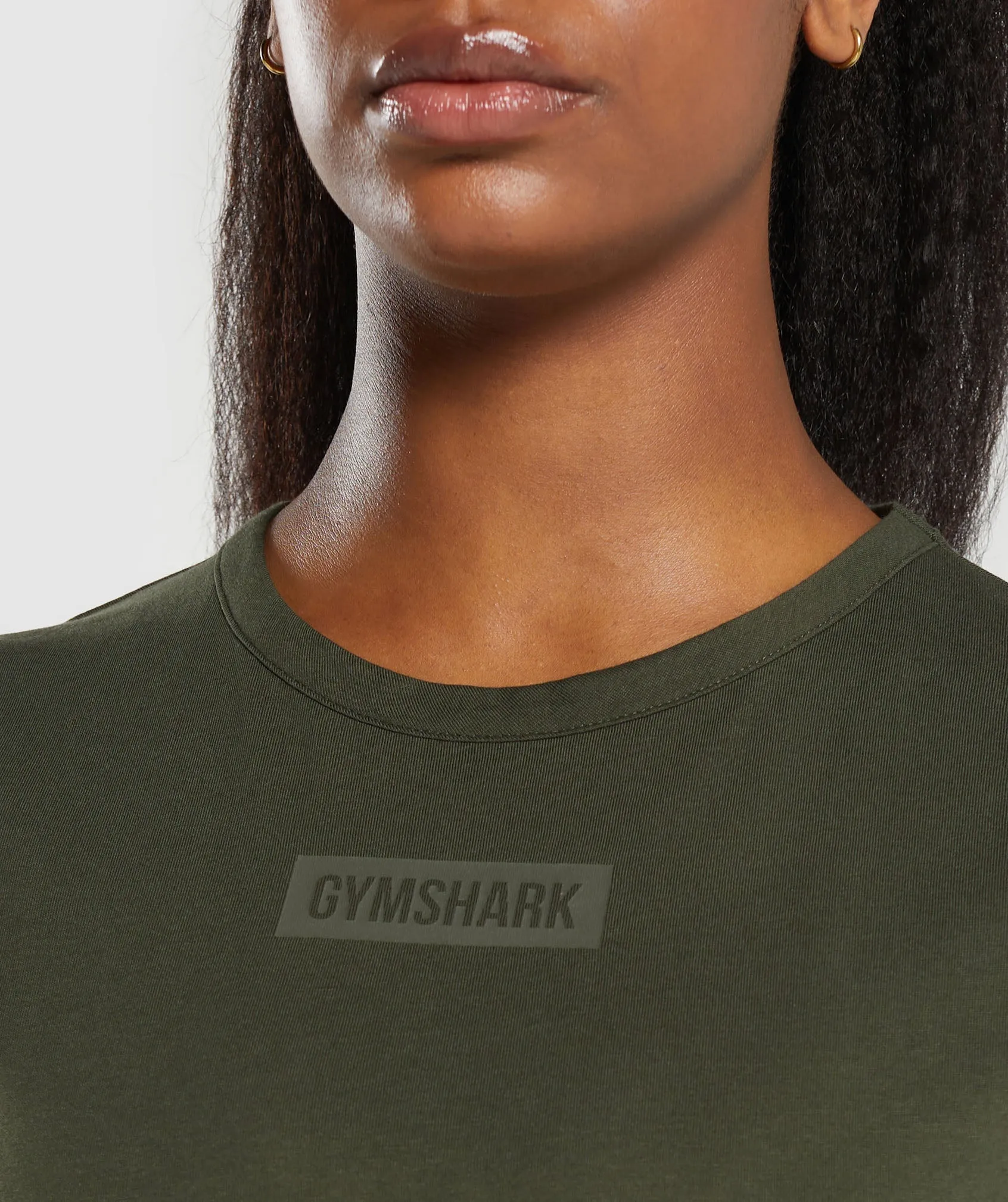 Gymshark Block Crop Top - Winter Olive