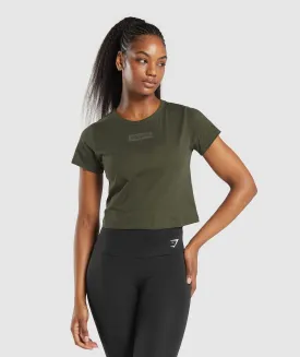 Gymshark Block Crop Top - Winter Olive