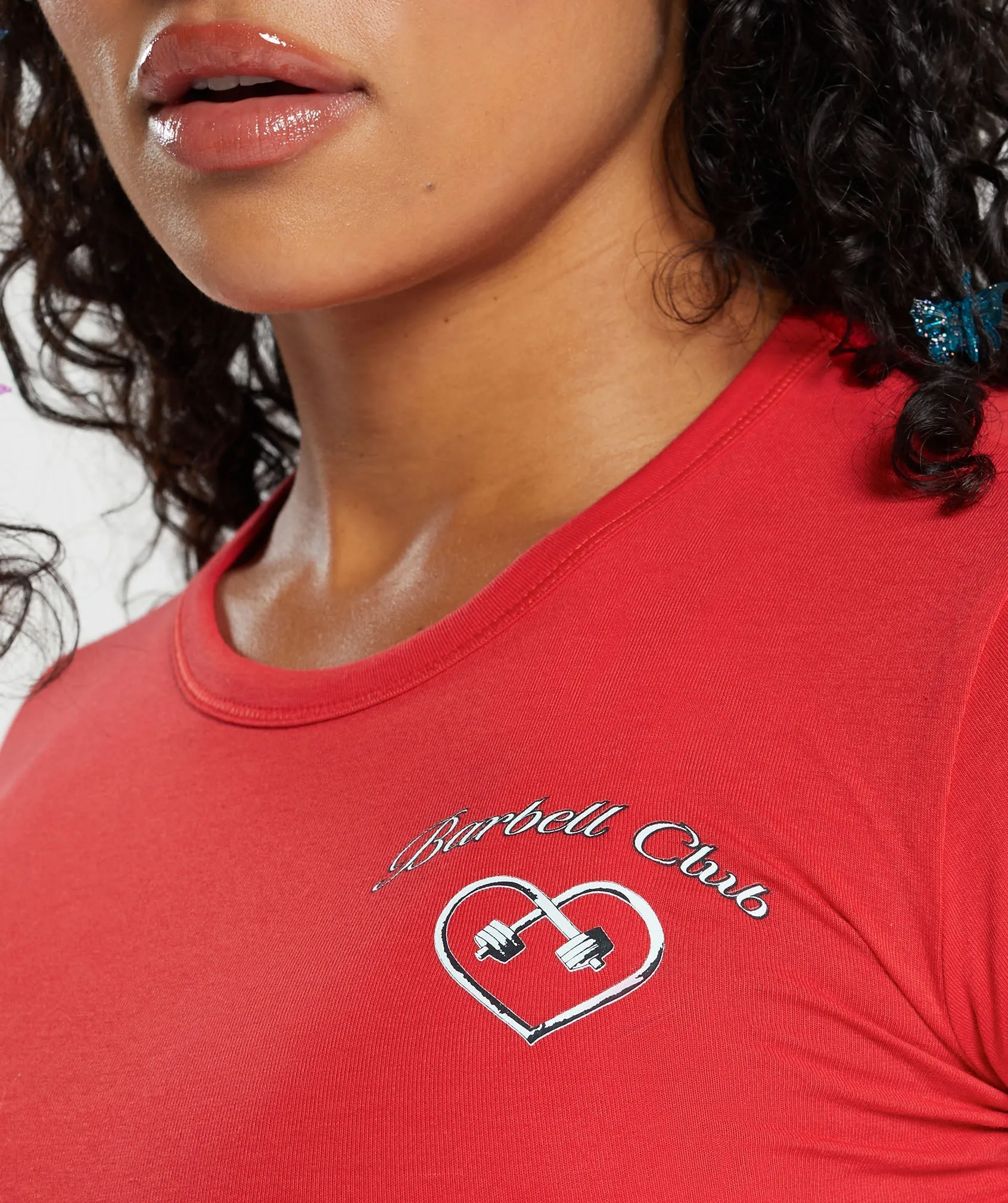 Gymshark Cotton Graphic Crop Top - Jamz Red