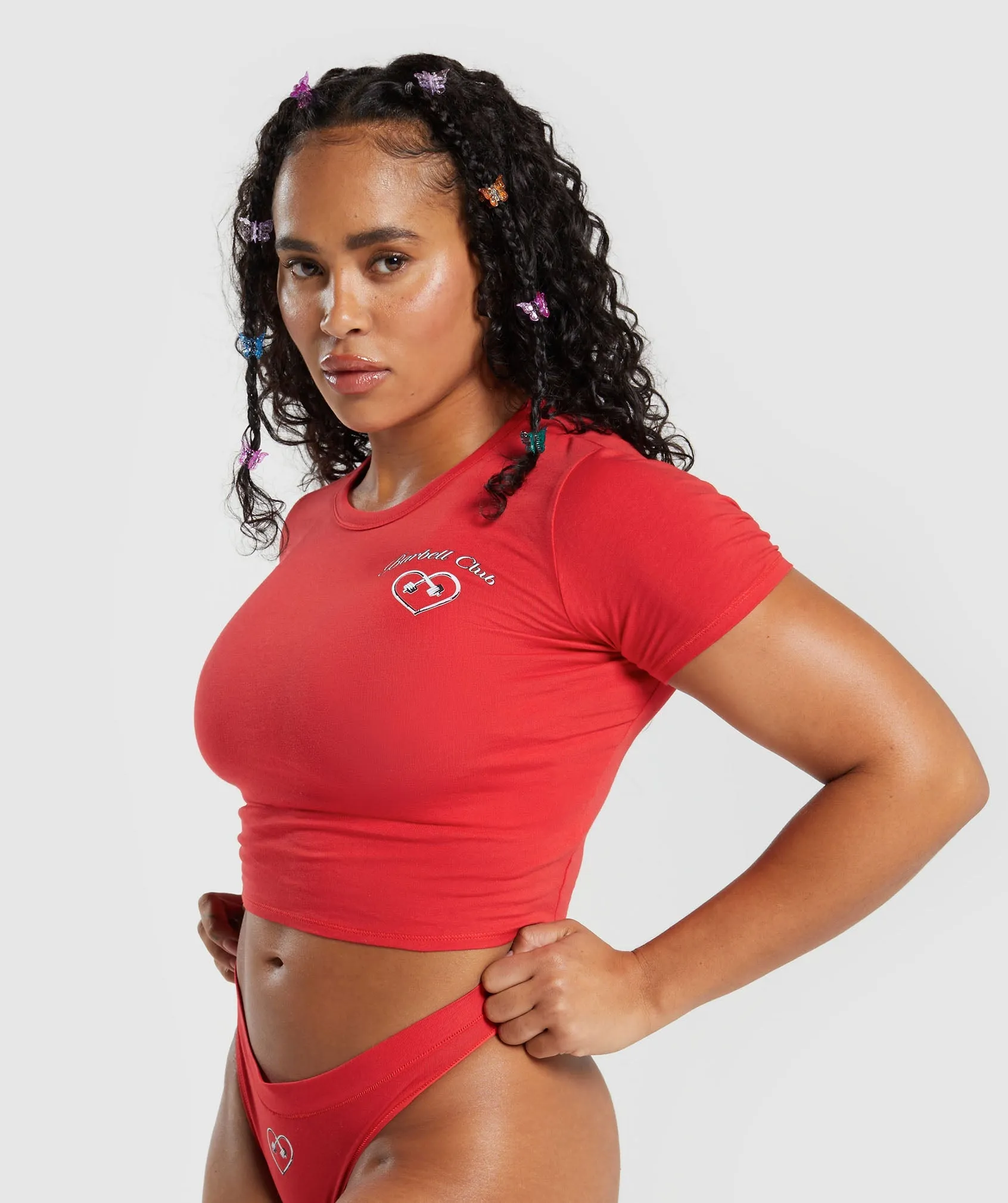 Gymshark Cotton Graphic Crop Top - Jamz Red