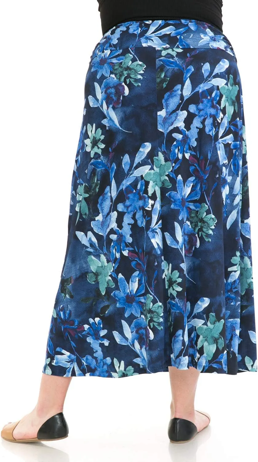 LEEBE Women and Plus Size Rushed Waist A-Line Casual Maxi Skirt (Small-5X)