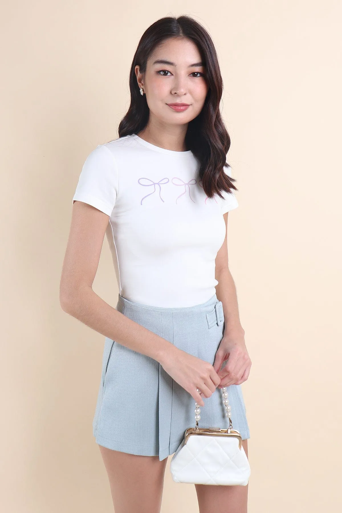 LULU BOW TIE TEE IN WHITE