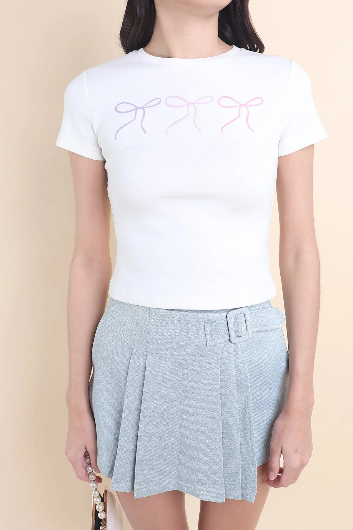 LULU BOW TIE TEE IN WHITE