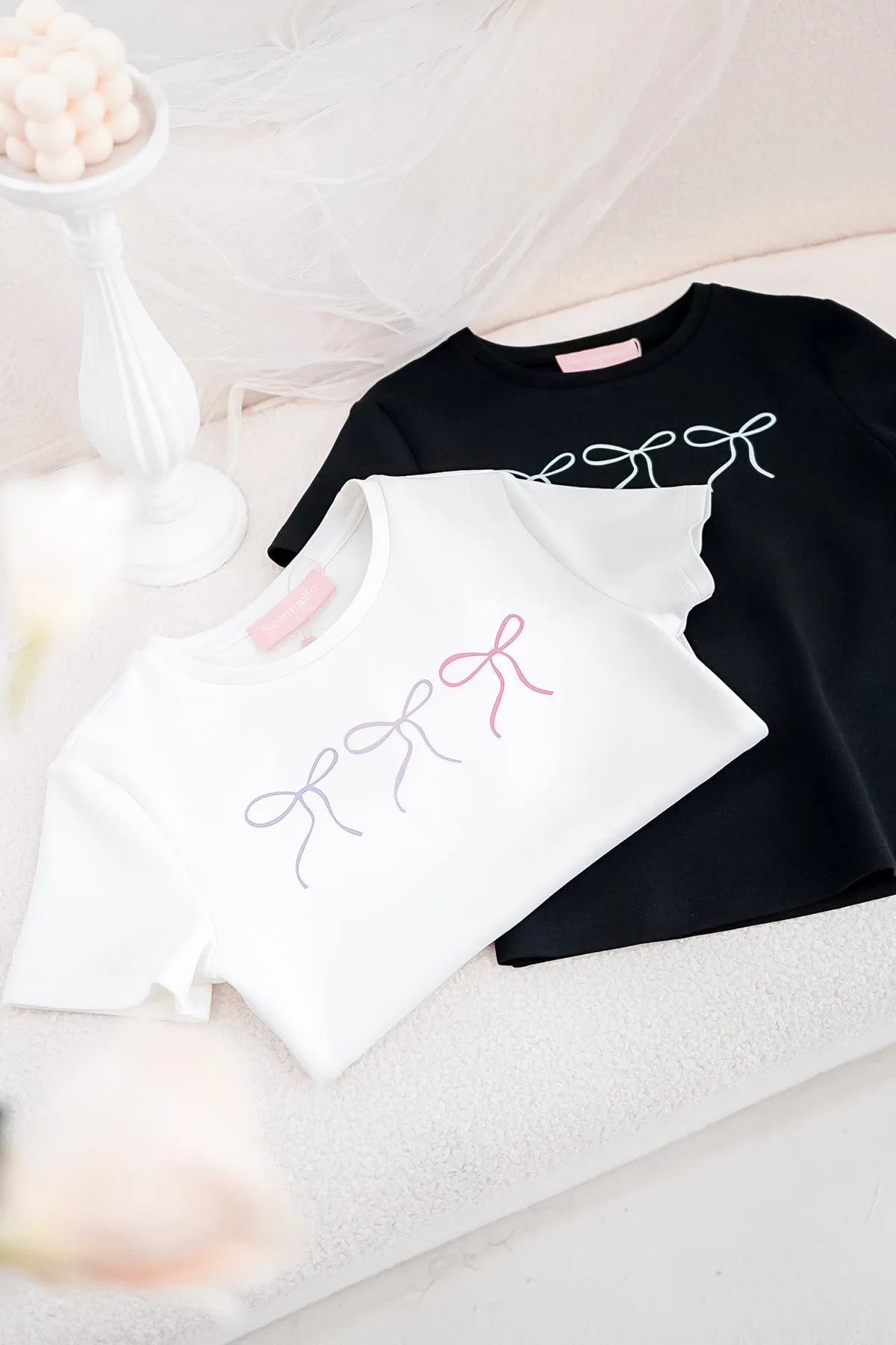 LULU BOW TIE TEE IN WHITE
