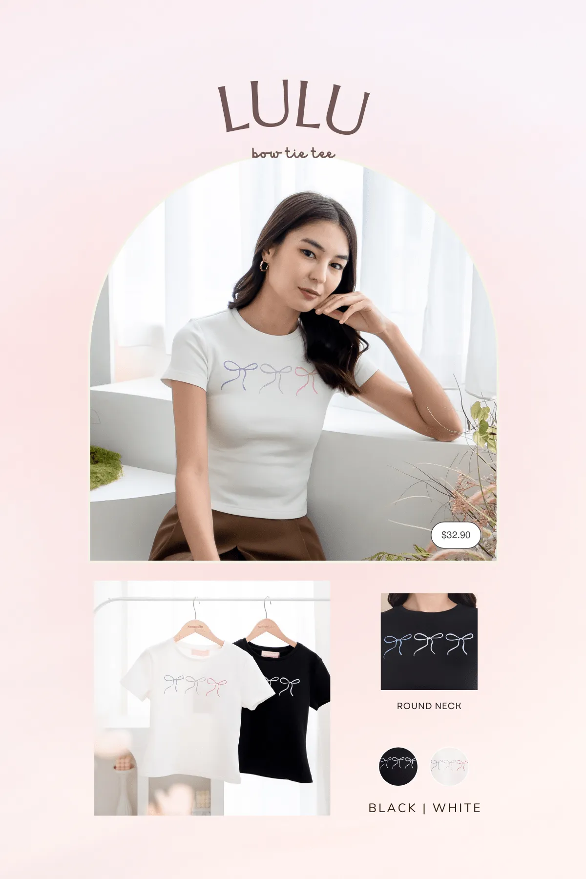 LULU BOW TIE TEE IN WHITE