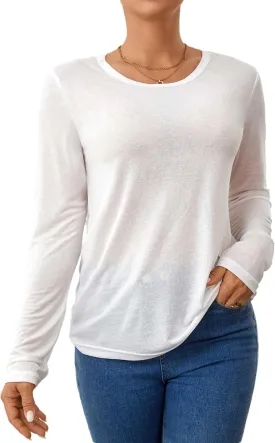 Mesh Sheer Long Sleeve T-Shirt for Women See Through Layer Top for Spring and Fall Streetwear Outfits