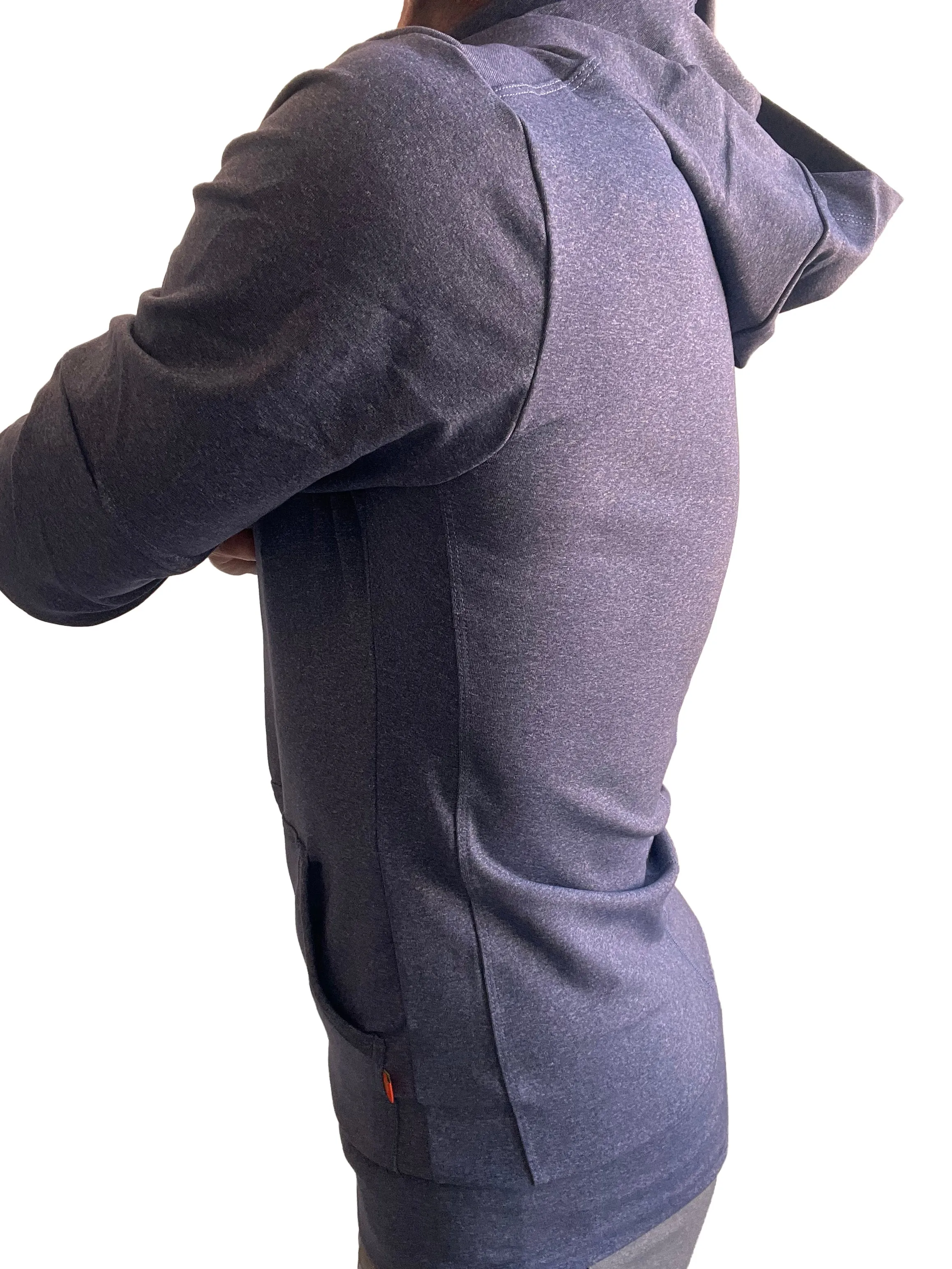 PERFORMANCE-premium Form-fit Crossover Yoga Track Hoodie (Navy Blue Heather)