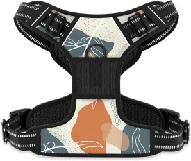 Rnivvi No Pull Dog Harness, Cute Boho Reflective Medium Sized Puppy Kitten Harness, Adjustable Soft Padded Vest for Medium Dogs, Heavy Duty Pet Vest with Easy Control Handle for Walking, Leaves