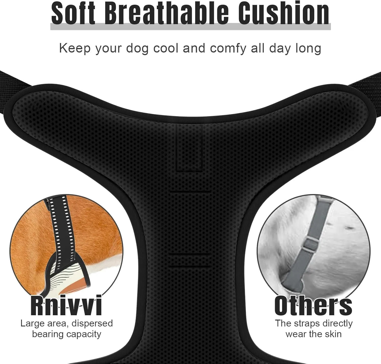 Rnivvi No Pull Dog Harness, Cute Boho Reflective Medium Sized Puppy Kitten Harness, Adjustable Soft Padded Vest for Medium Dogs, Heavy Duty Pet Vest with Easy Control Handle for Walking, Leaves