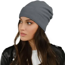 Satin Lined Skull Cap Slouchy Beanie Warm Knit Hat for Locs, Curls