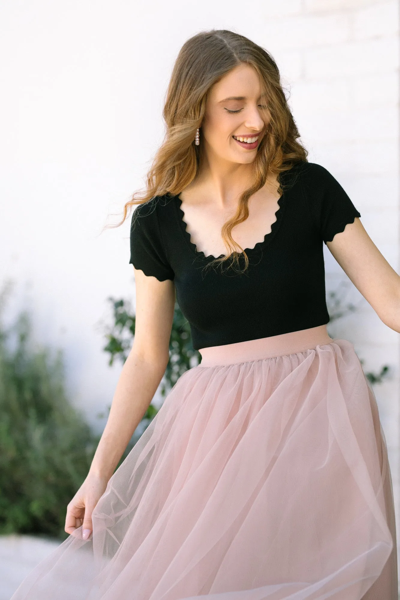 Sharon Scalloped Cropped Top