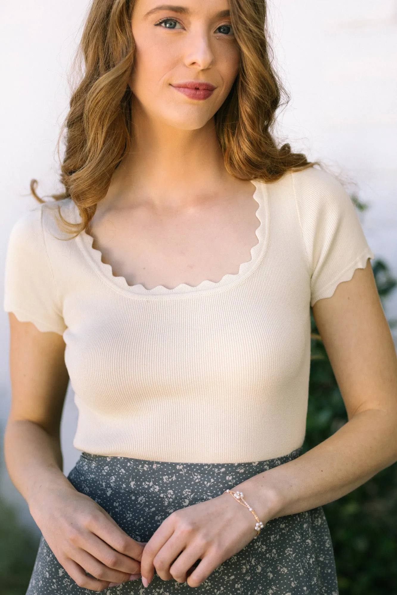 Sharon Scalloped Cropped Top