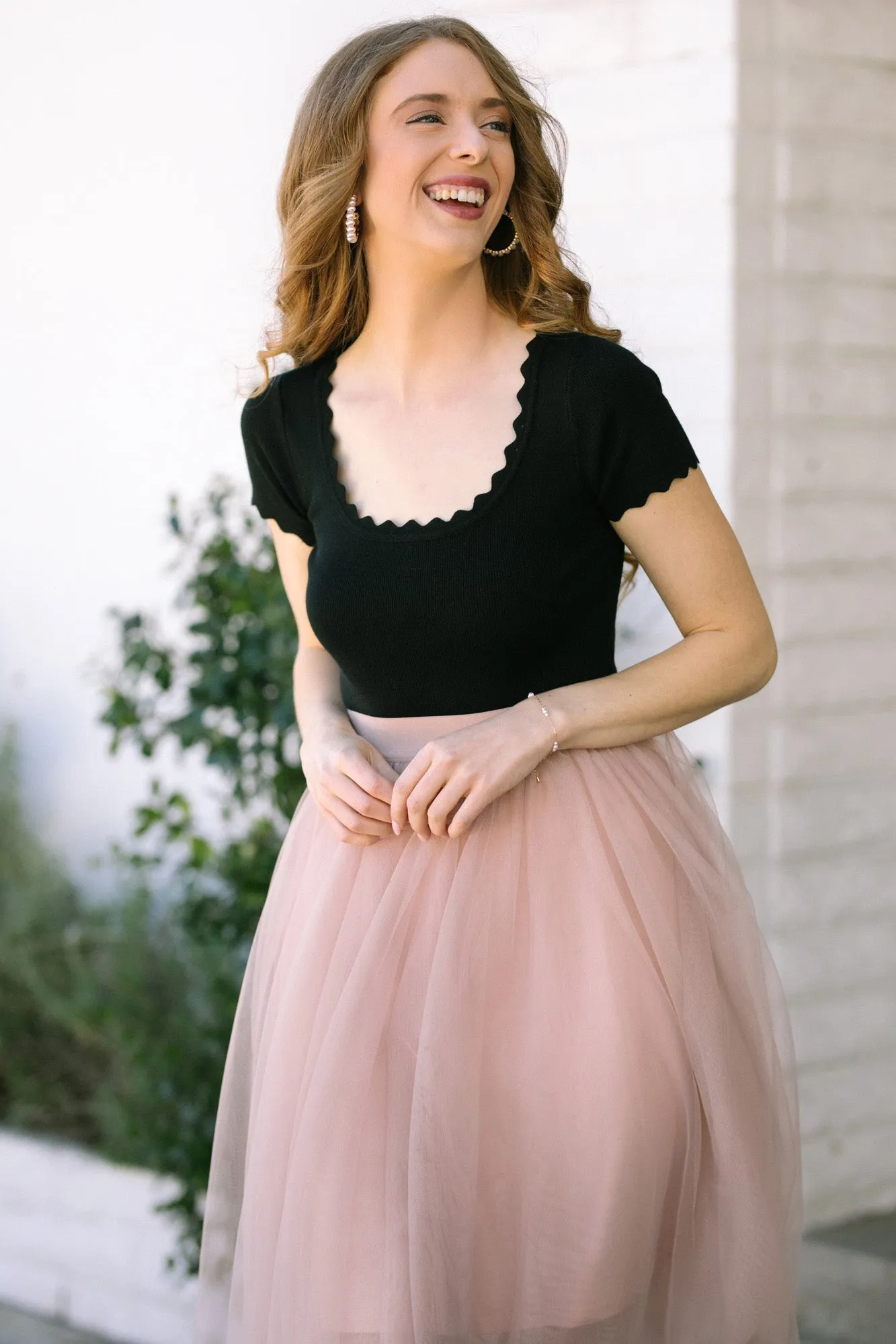 Sharon Scalloped Cropped Top