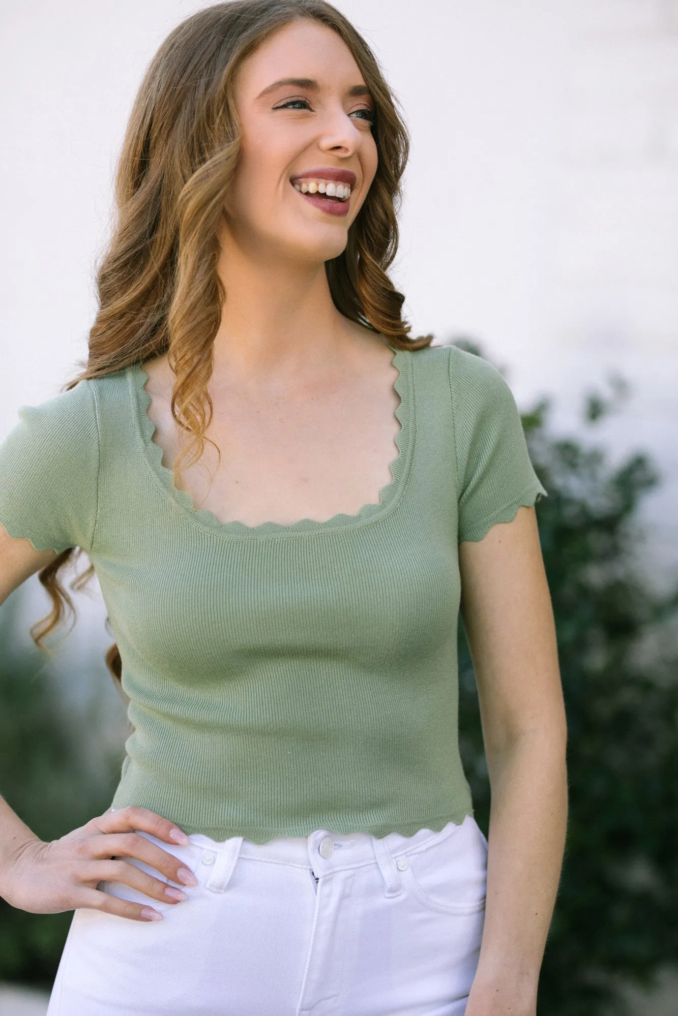 Sharon Scalloped Cropped Top