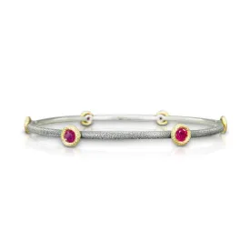Sputnik Bangle in Oxidized Silver with Rubies and Gold