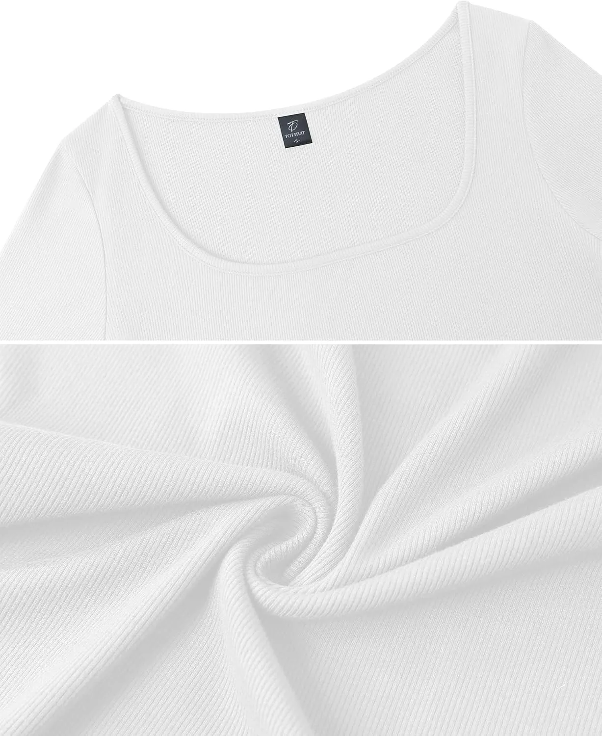 Totatuit Women's Square Neck Short Sleeve T Shirts Sexy Cute Slim Fit Rib Knit Tops Basic Tee Shirts