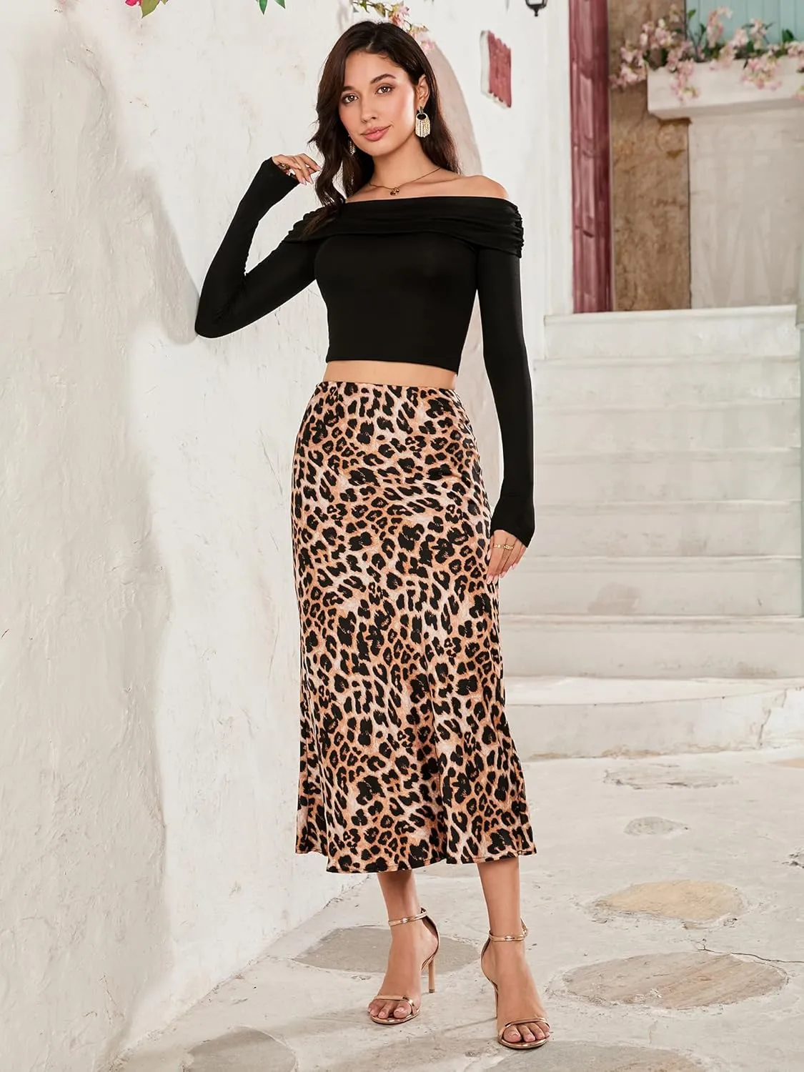 Women Long Satin Skirt Silk Elegant High Waist Cocktail Party Wedding Flared A-Line Midi Skirts