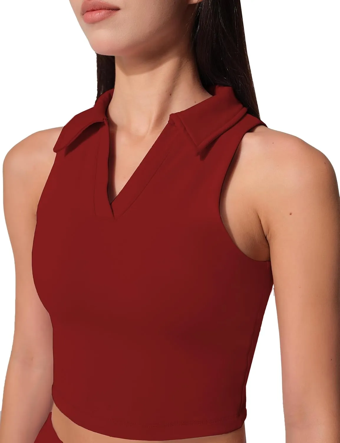 Womens Golf Shirt Sleeveless Polo Collared Tennis Shirts for Women Athletic Workout Cropped Tank Tops