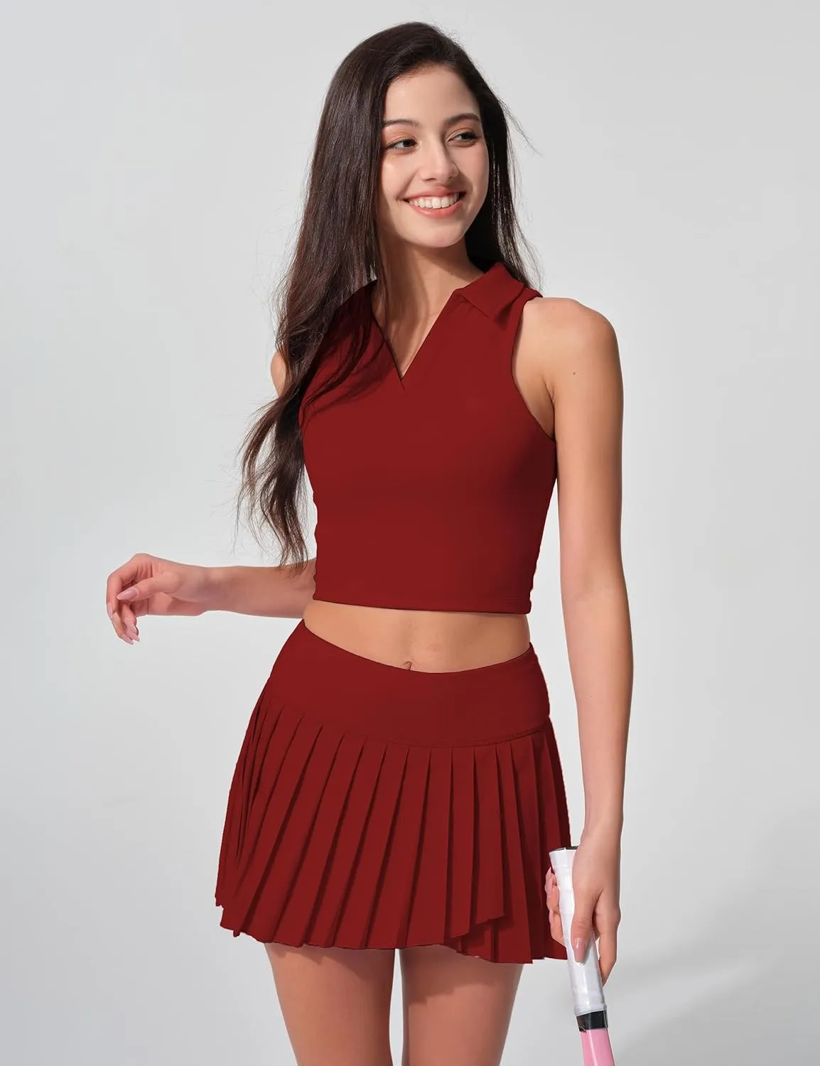 Womens Golf Shirt Sleeveless Polo Collared Tennis Shirts for Women Athletic Workout Cropped Tank Tops