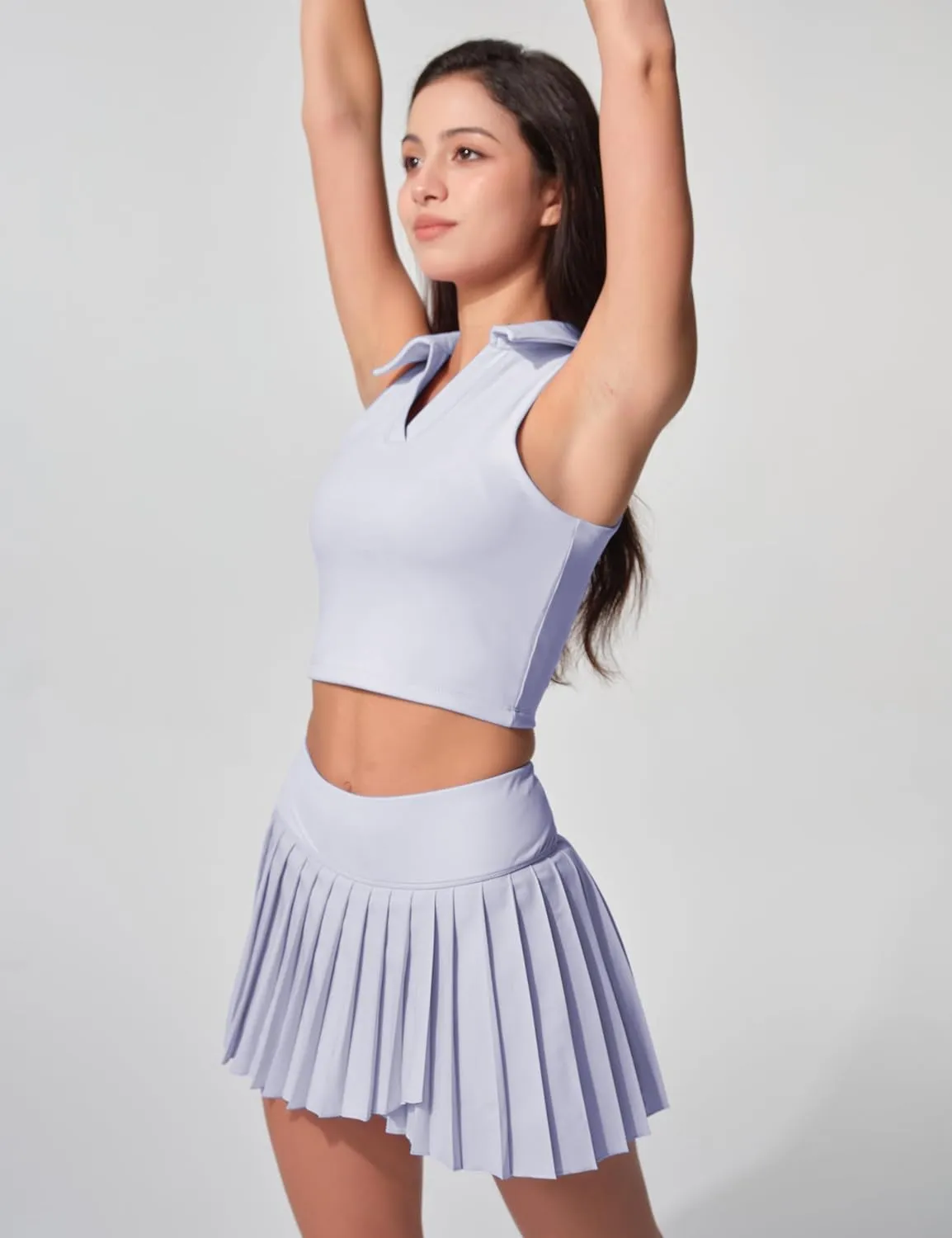 Womens Golf Shirt Sleeveless Polo Collared Tennis Shirts for Women Athletic Workout Cropped Tank Tops