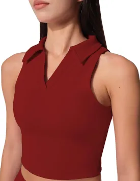 Womens Golf Shirt Sleeveless Polo Collared Tennis Shirts for Women Athletic Workout Cropped Tank Tops