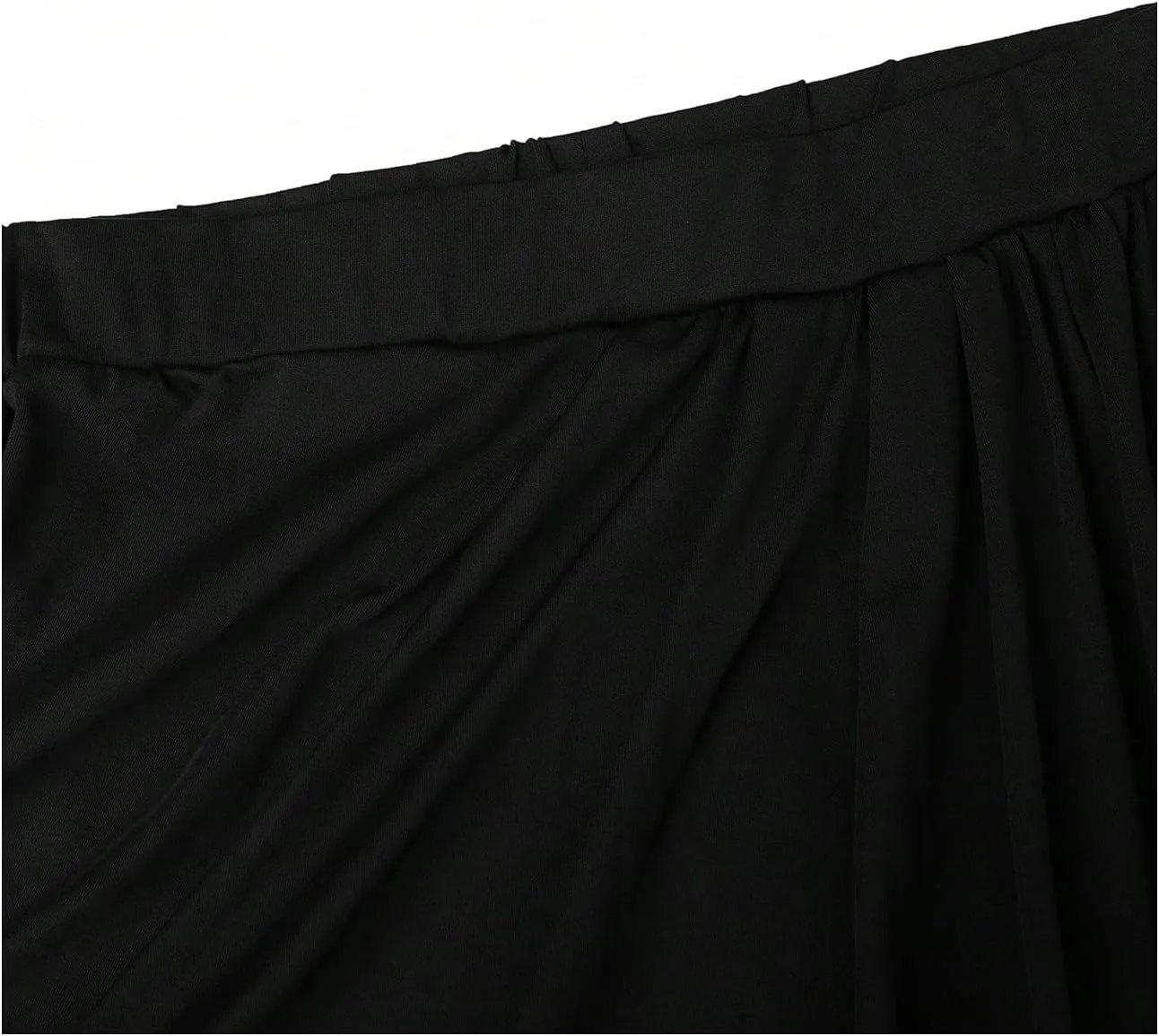 Women's Plus Size Ruched Wrap Bodycon Midi Skirts Elegant Asymmetrical Hem Long Skirt with Slit